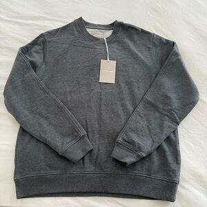 Everlane The Track Crewneck Sweatshirt Unisex Oversized Organic Cotton Grey